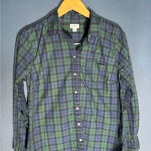J. Crew women's Casual Plaid Shirt in Green and Blue